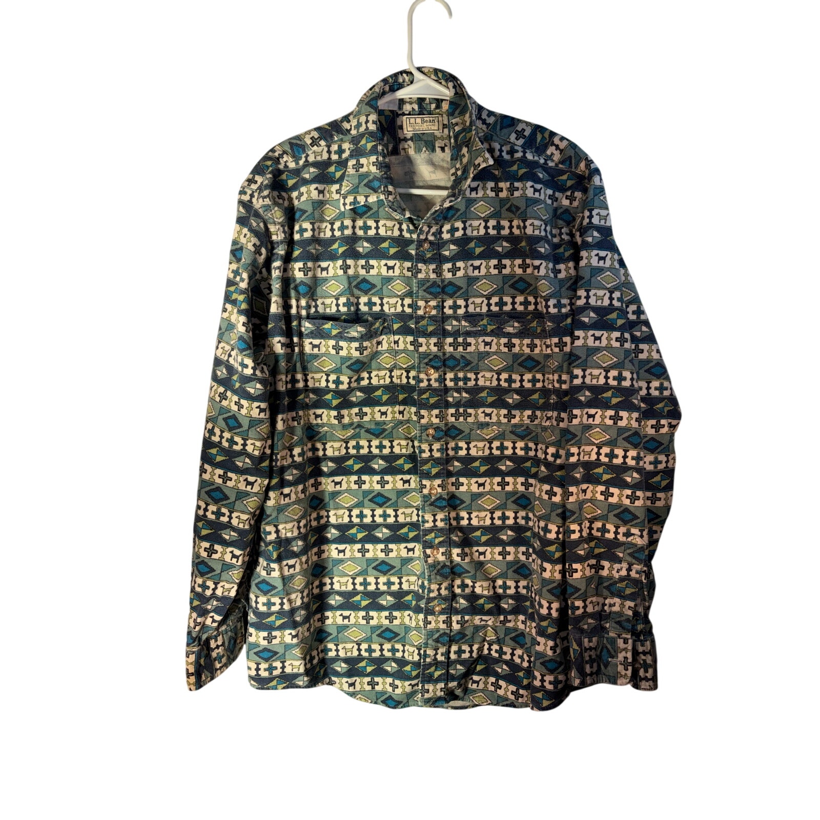 Vintage 90s Ll Bean Southwest Tribal Cotton Shirt Rare Men’s Tall Xl